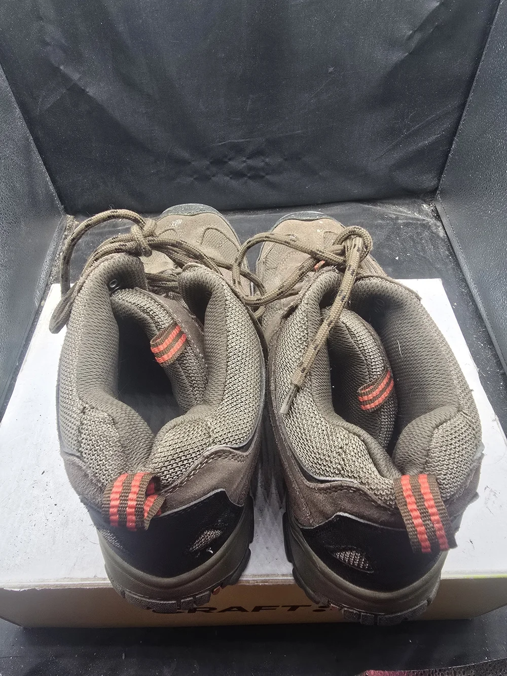 Craft Men's Brown Outdoor Hiking Boots with Orange Accents